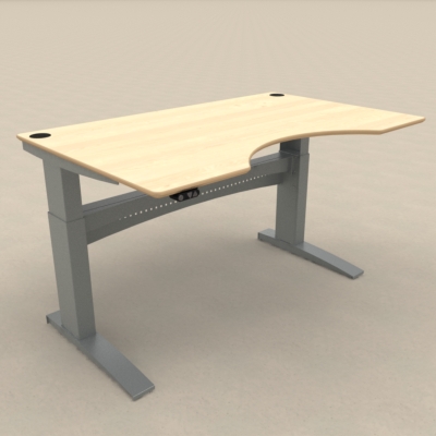 Electric Adjustable Desk | 160x100 cm | Maple with silver frame
