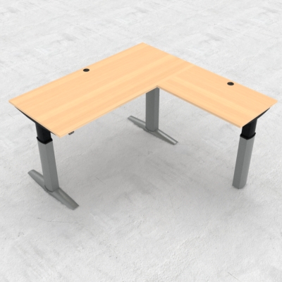 Electric Adjustable Desk | 180x180 cm | Beech with silver frame