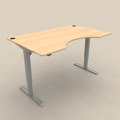 Electric Adjustable Desk | 160x100 cm | Beech with silver frame