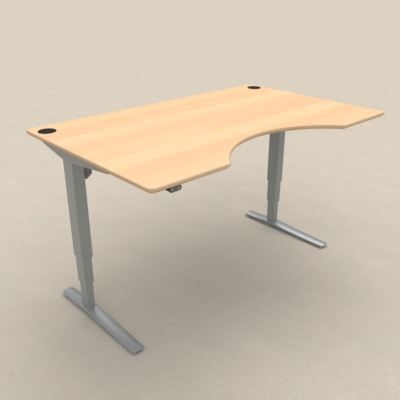 Electric Adjustable Desk | 160x100 cm | Beech with silver frame
