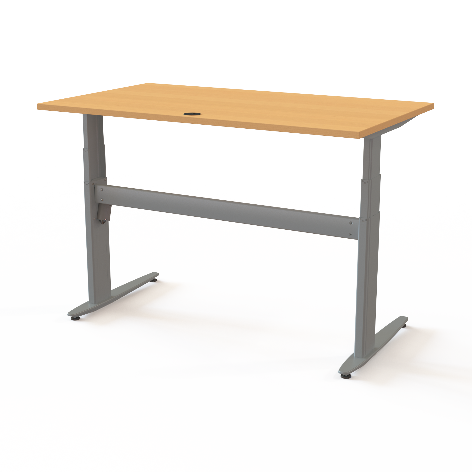 Electric Adjustable Desk | 140x80 cm | Beech with silver frame