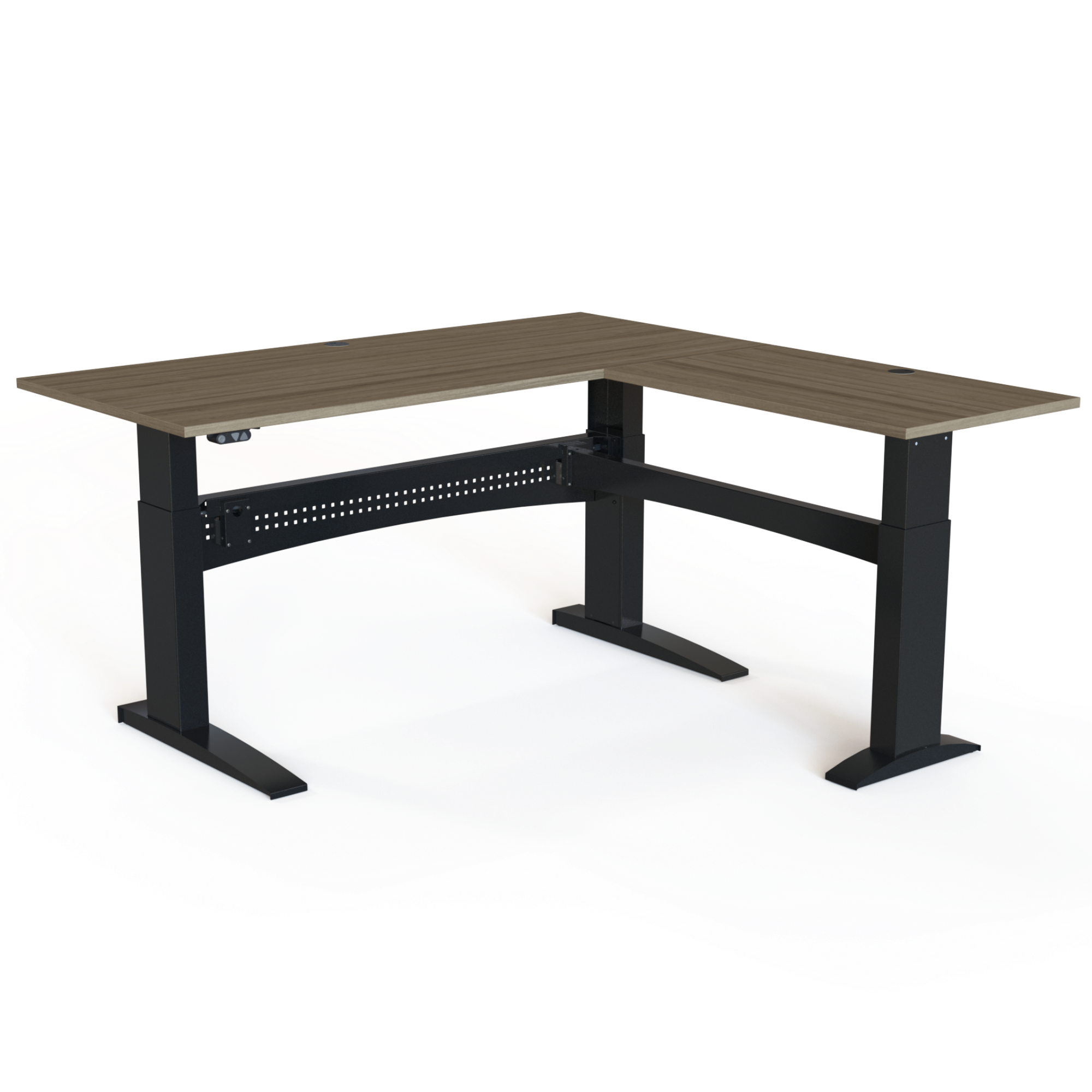 Electric Adjustable Desk | 180x180 cm | Walnut with black frame