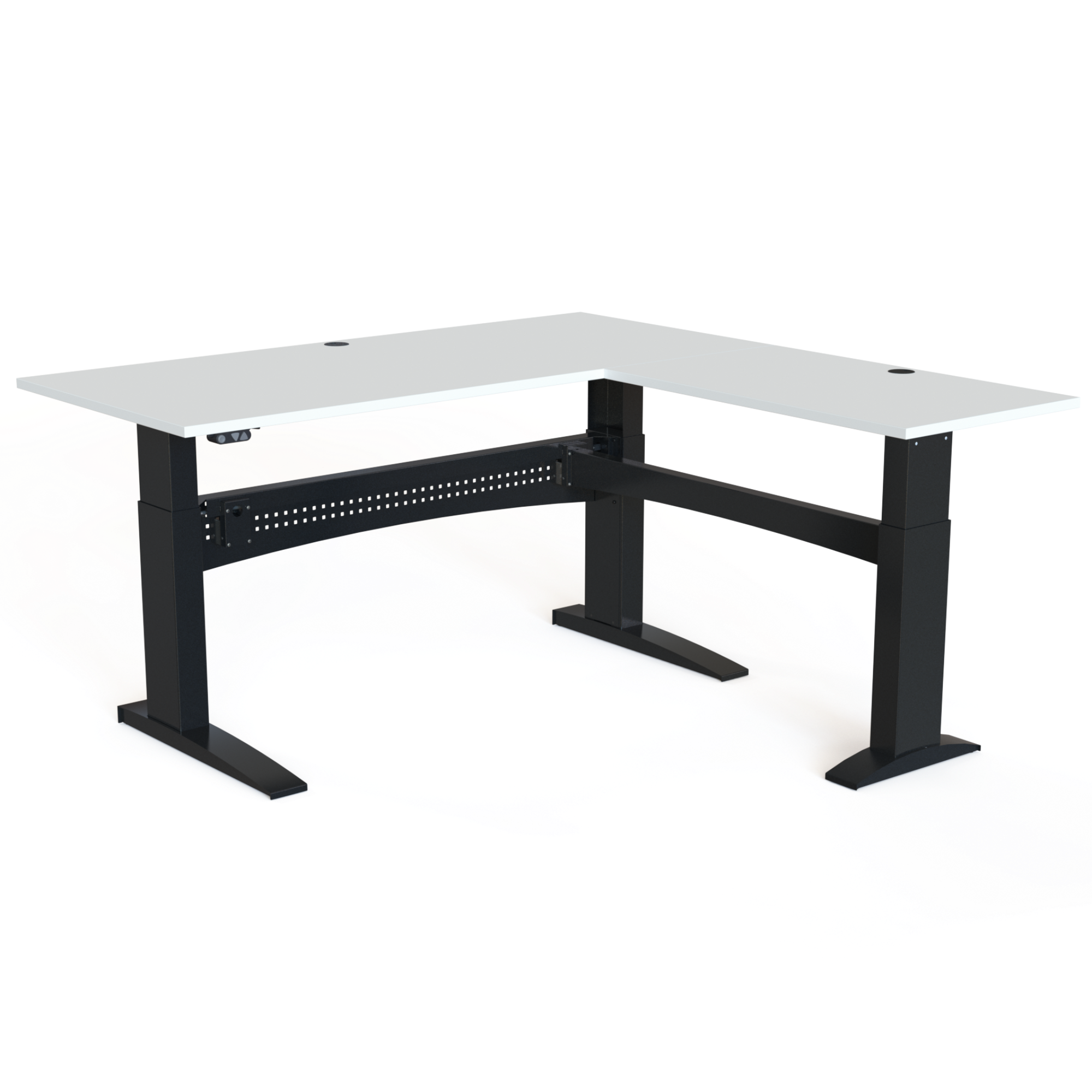Electric Adjustable Desk | 180x180 cm | White with black frame