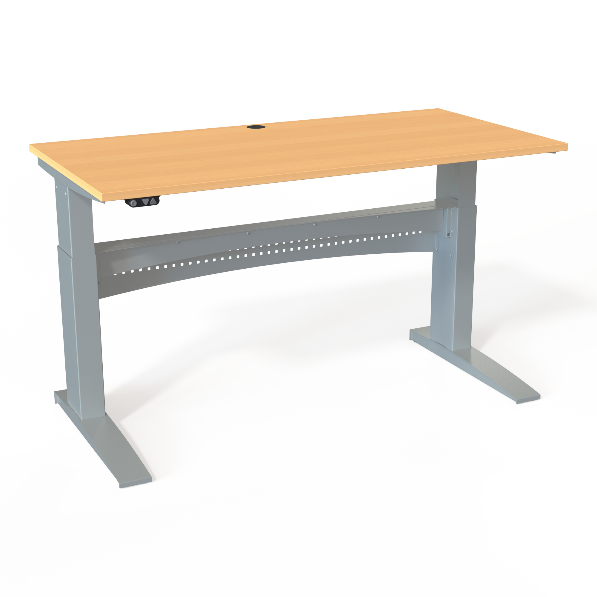 Electric Adjustable Desk | 160x80 cm | Beech with silver frame