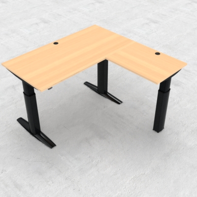 Electric Adjustable Desk | 160x160 cm | Beech with black frame