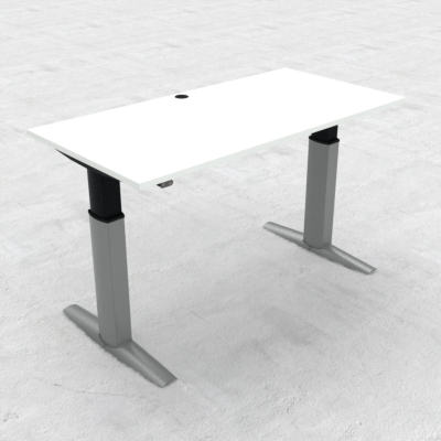 Electric Adjustable Desk | 160x80 cm | White with silver frame