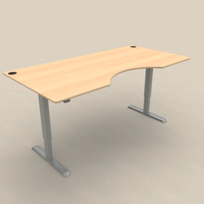 Electric Adjustable Desk | 200x100 cm | Beech with silver frame
