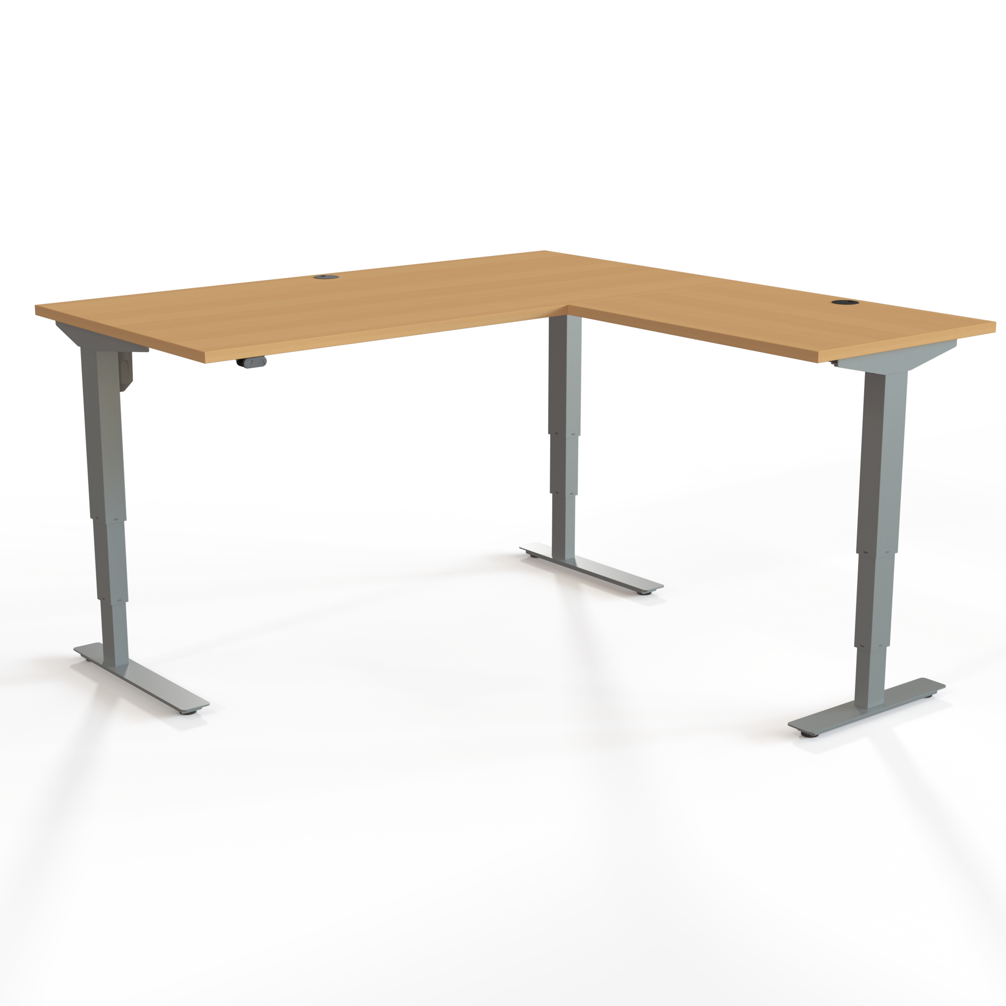 Electric Adjustable Desk | 160x160 cm | Beech with silver frame