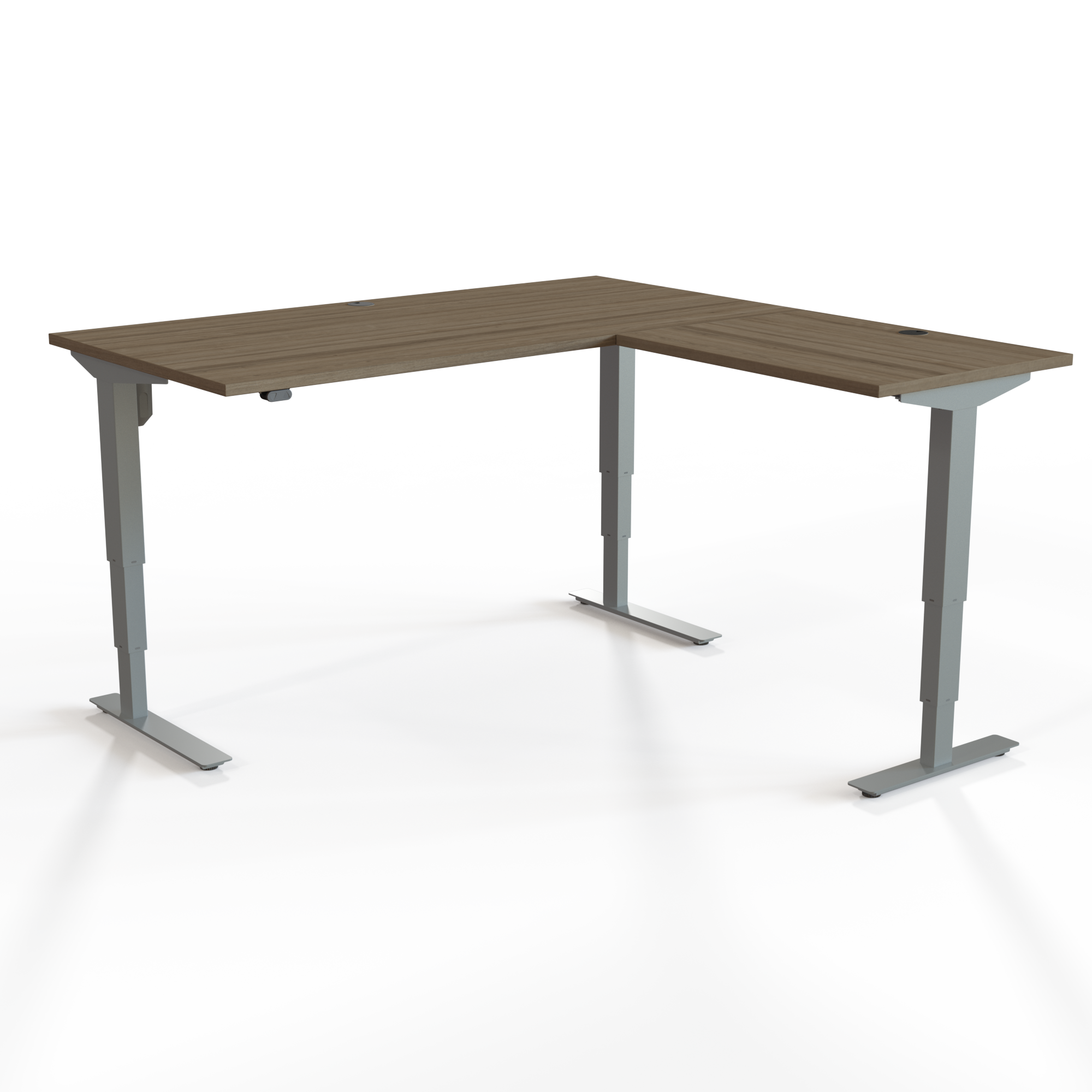 Electric Adjustable Desk | 160x160 cm | Walnut with silver frame