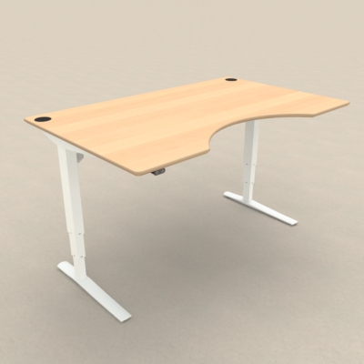 Electric Adjustable Desk | 160x100 cm | Beech with white frame