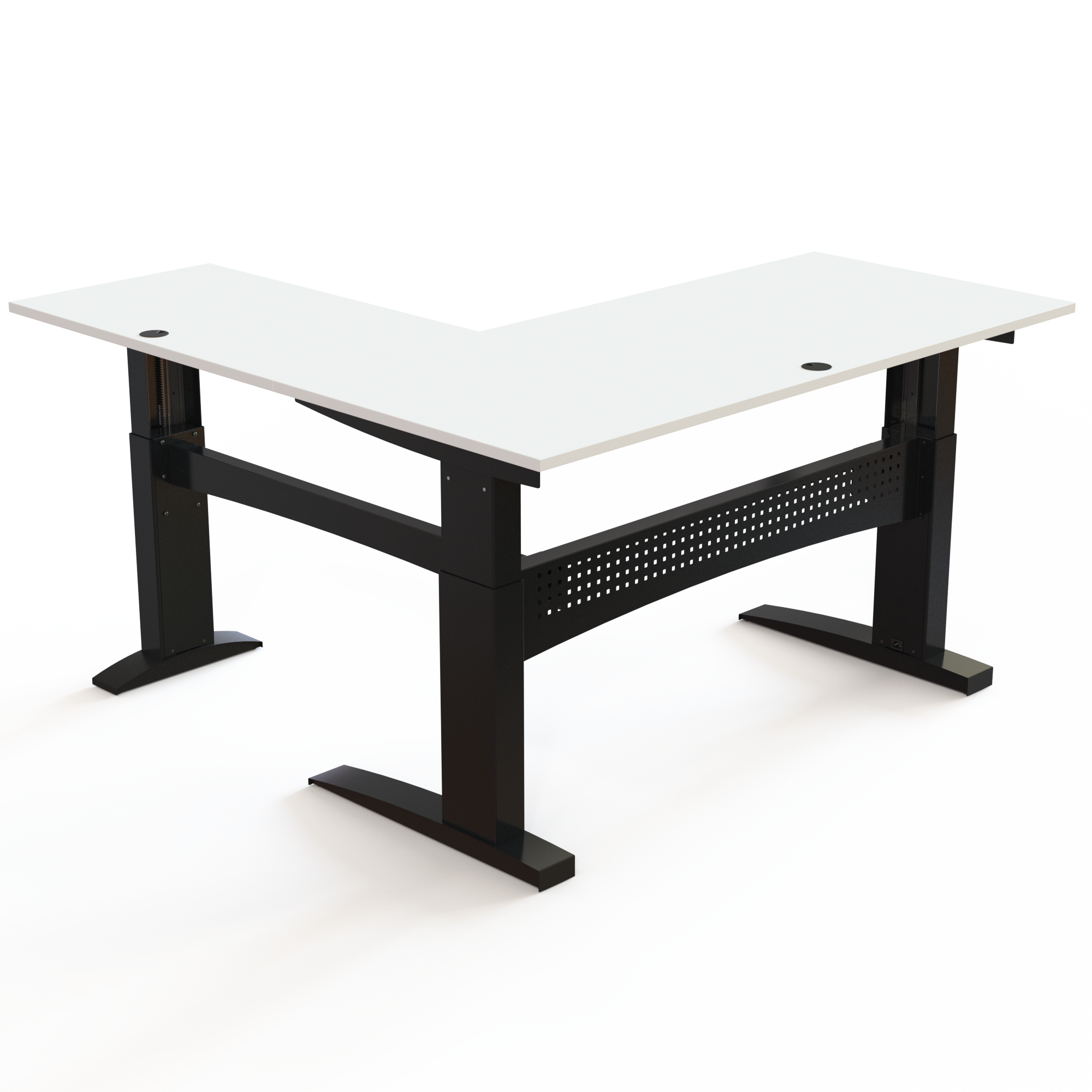 Electric Adjustable Desk | 180x180 cm | White with black frame