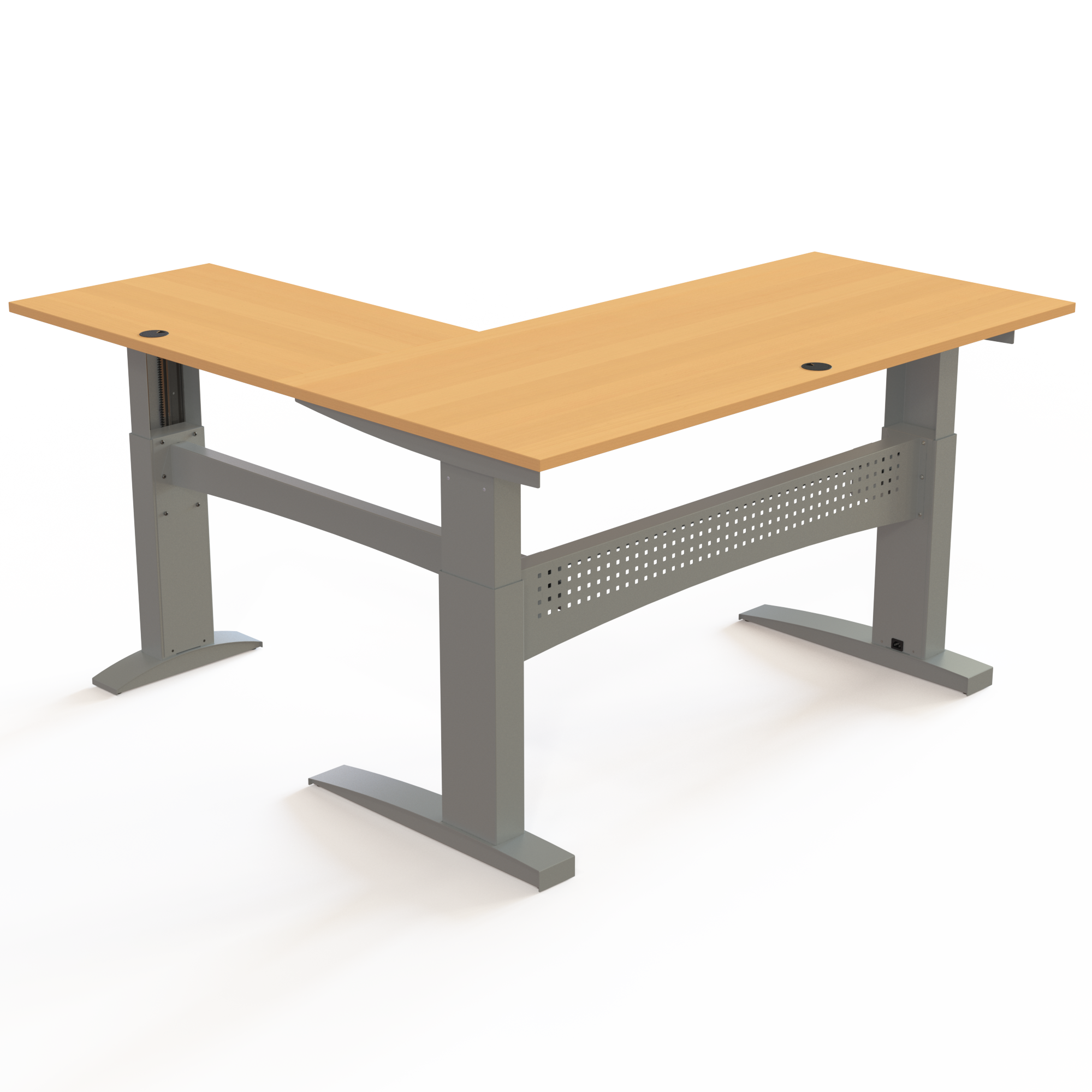Electric Adjustable Desk | 180x180 cm | Beech with silver frame