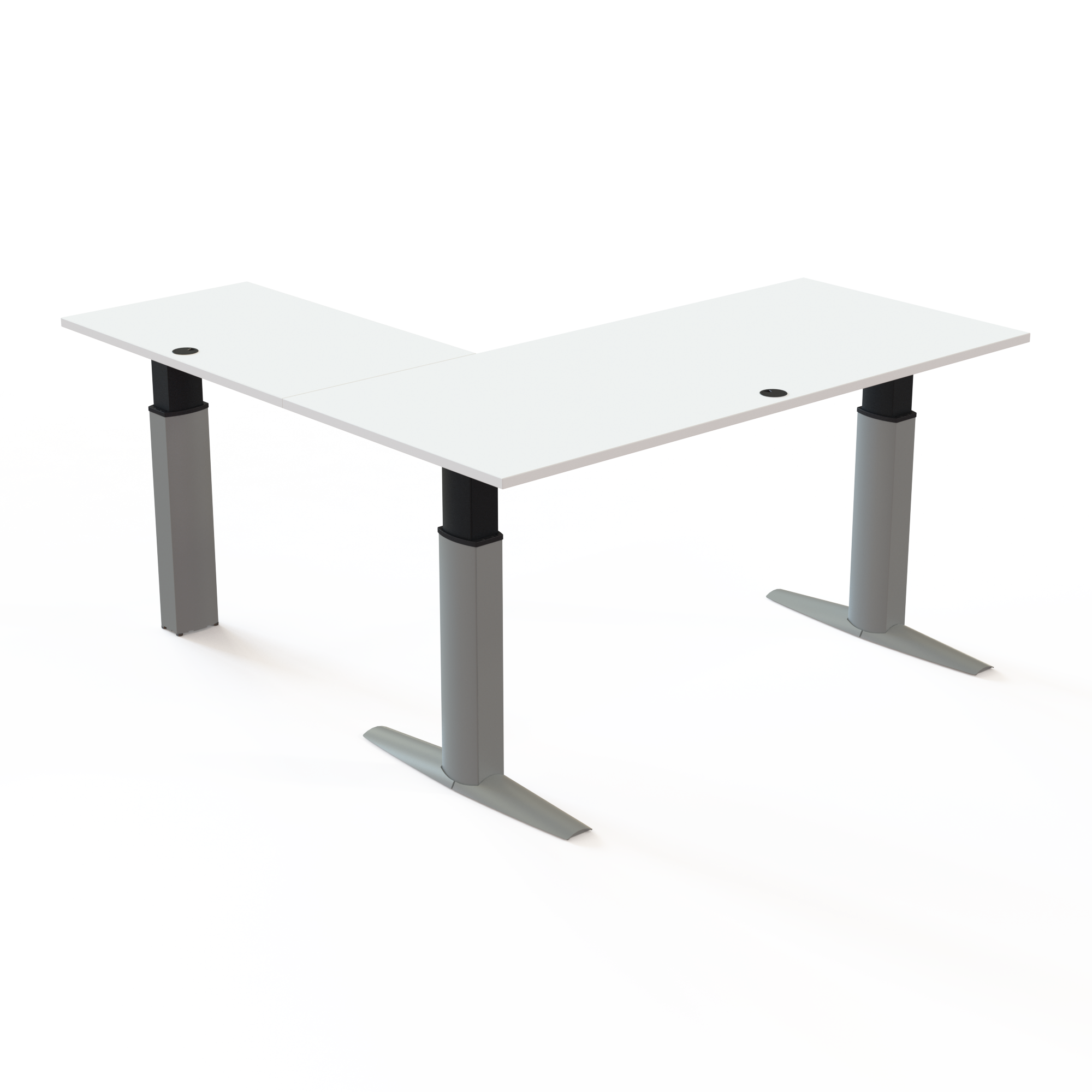 Electric Adjustable Desk | 180x180 cm | White with silver frame