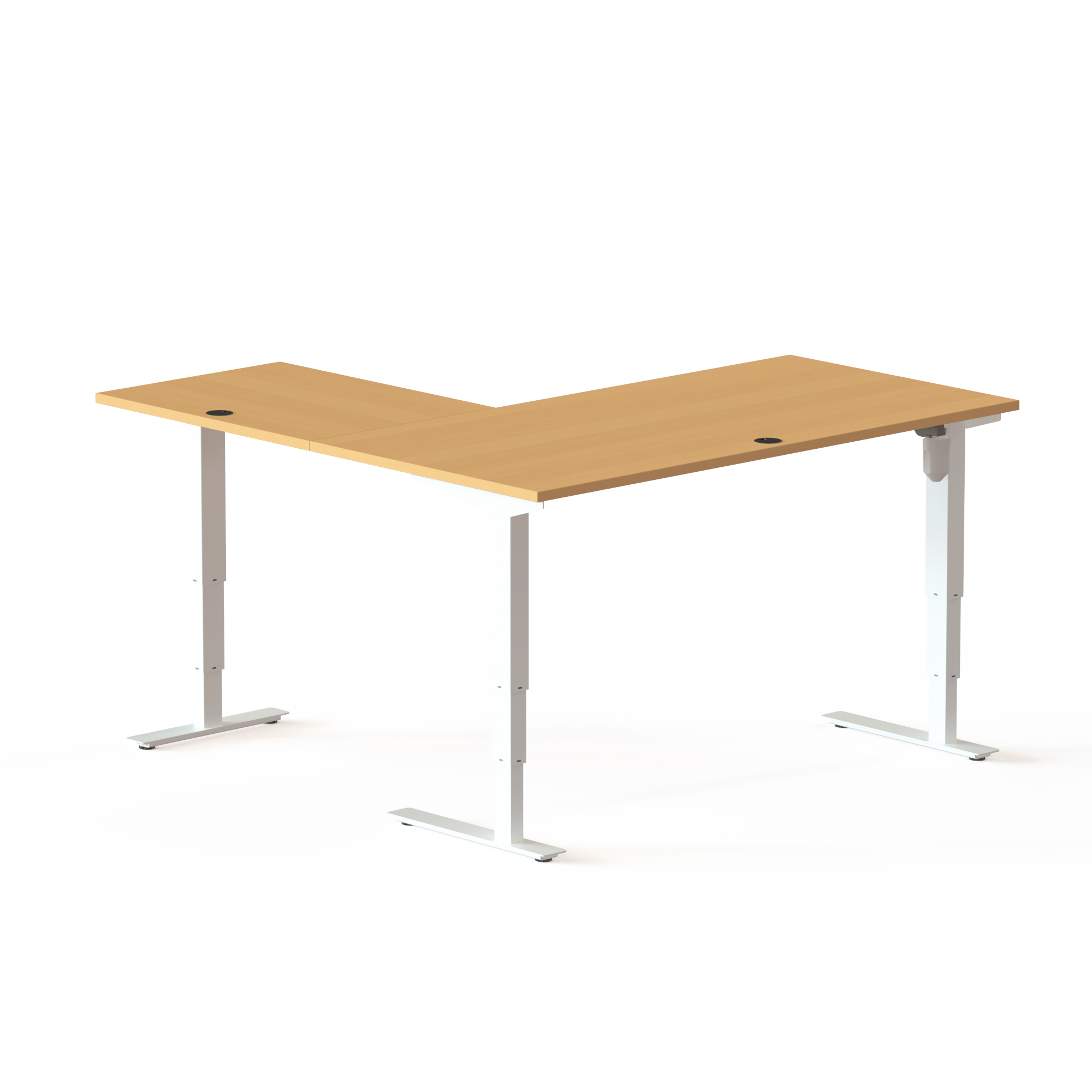 Electric Adjustable Desk | 160x160 cm | Beech with white frame