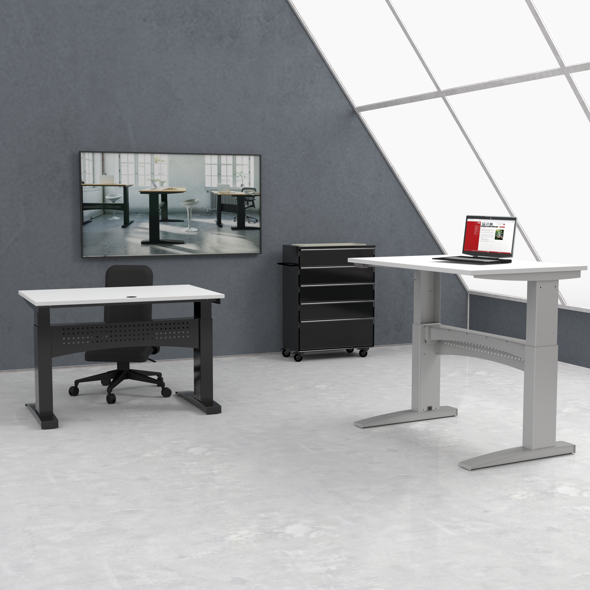 Electric Adjustable Desk | 120x80 cm | White with silver frame